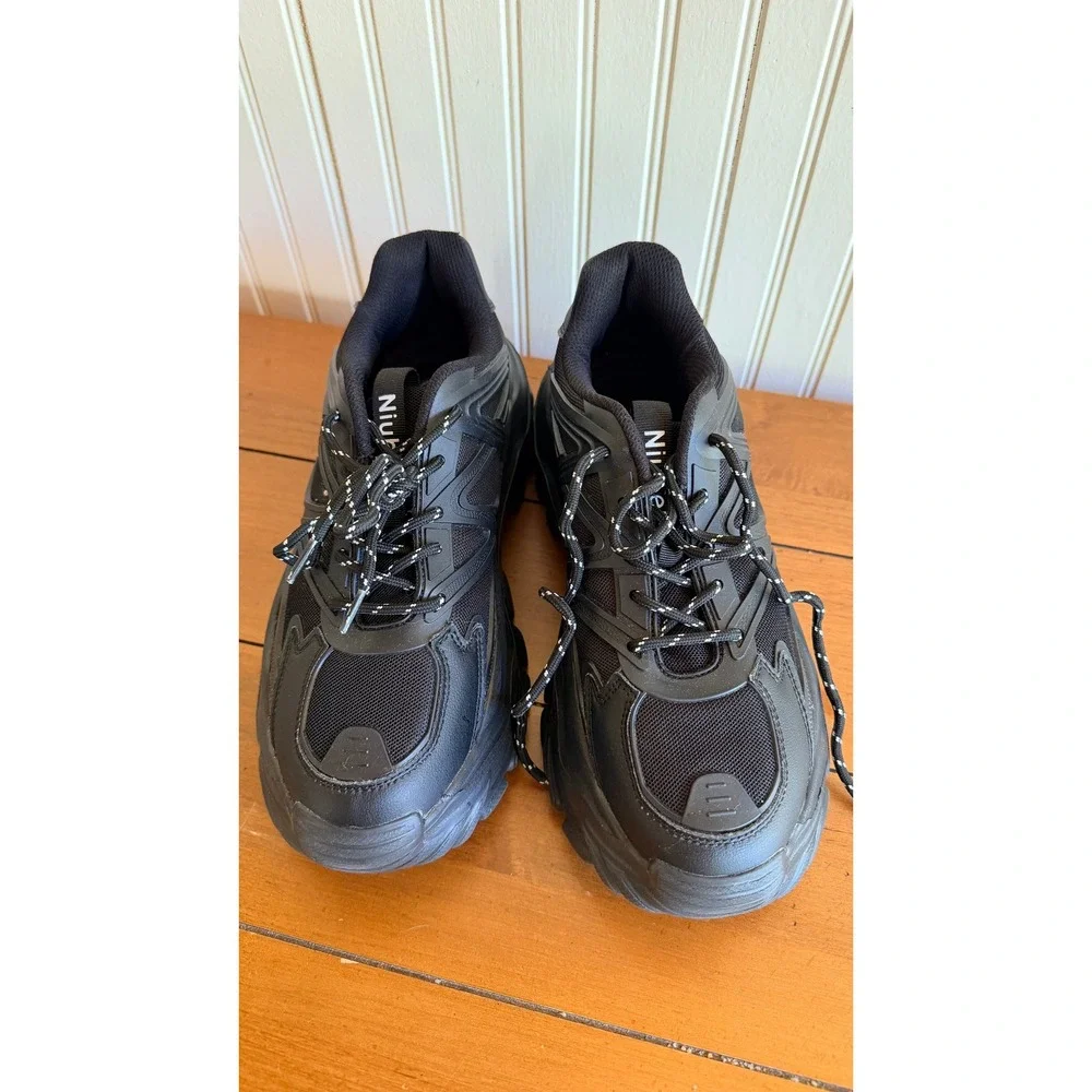 Niluber High Rise Black Chunky Sneaker Women's Size 9‎ Lightweight Non-Slip